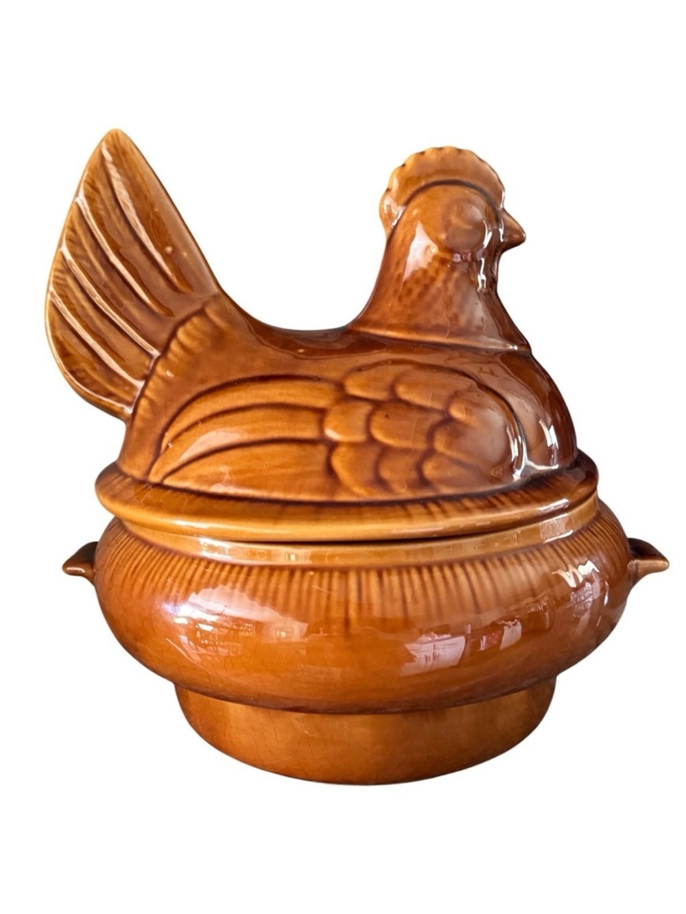 Vintage Calif USA California Originals Ceramic Hen on a Nest Large Covered Dish